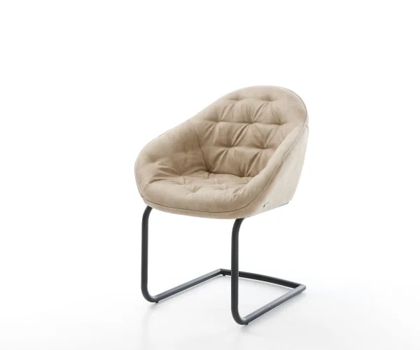 Cantilever Gaio-Flex microvelours beige vintage pied cantilever rond noir