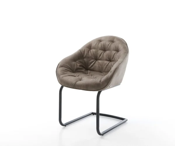 Cantilever Gaio-Flex microvelours taupe vintage pied cantilever rond noir