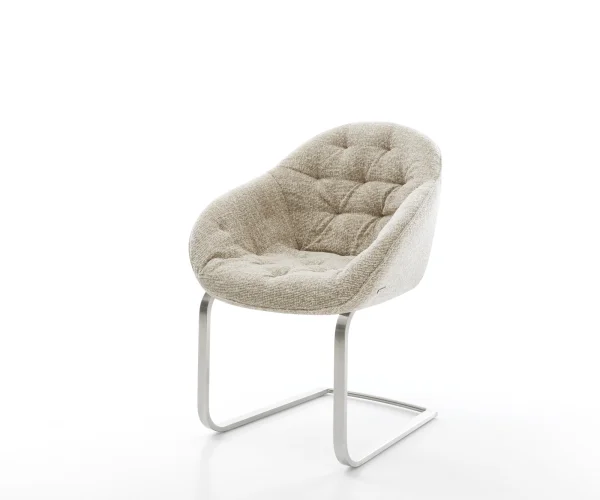 Cantilever Gaio-Flex tissu tissé doux beige pied cantilever plat acier inoxydable