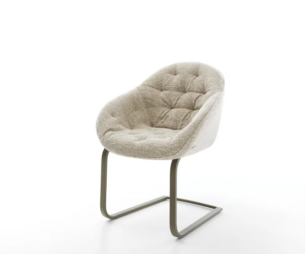 Cantilever Gaio-Flex tissu tissé doux beige pied cantilever plat aspect titane