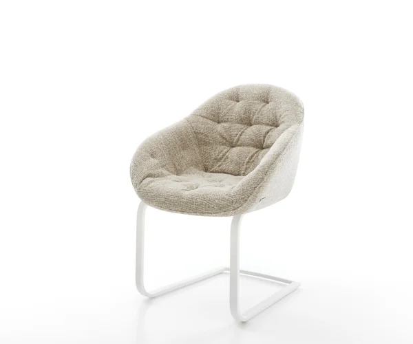 Cantilever Gaio-Flex tissu tissé doux beige pied cantilever plat blanc