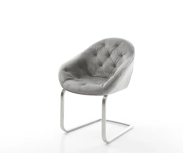 Cantilever Gaio-Flex velours gris pied cantilever plat acier inoxydable brossé