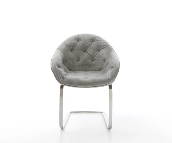 Cantilever Gaio-Flex velours gris pied cantilever plat acier inoxydable brossé