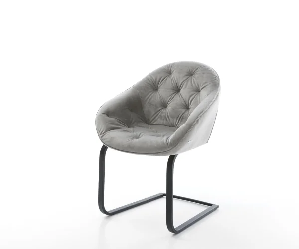 Cantilever Gaio-Flex velours gris pied cantilever plat noir