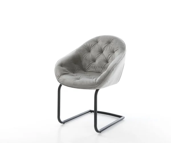 Cantilever Gaio-Flex velours gris pied cantilever rond noir