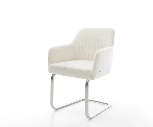 Cantilever Greg-Flex bouclé doux beige pied cantilever plat acier inoxydable resorts ensachés