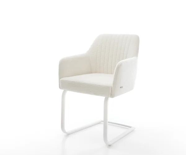 Cantilever Greg-Flex bouclé doux beige pied cantilever plat blanc resorts ensachés