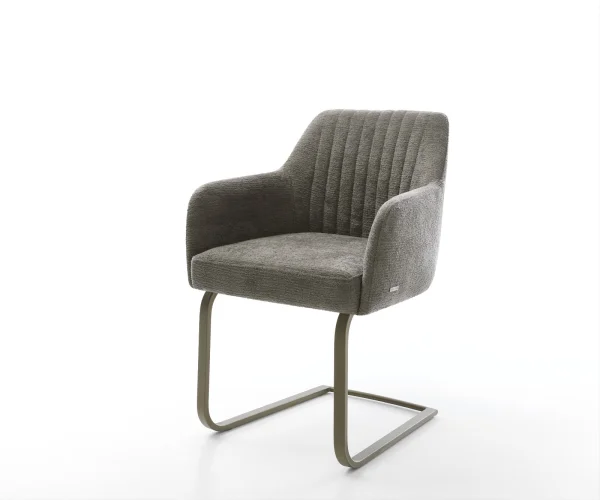 Cantilever Greg-Flex bouclé doux couleur boue pied cantilever plat aspect titane resorts ensachés