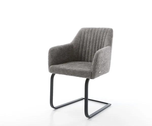 Cantilever Greg-Flex bouclé gris pied cantilever plat noir ressorts ensachés