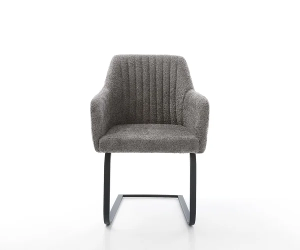 Cantilever Greg-Flex bouclé gris pied cantilever plat noir