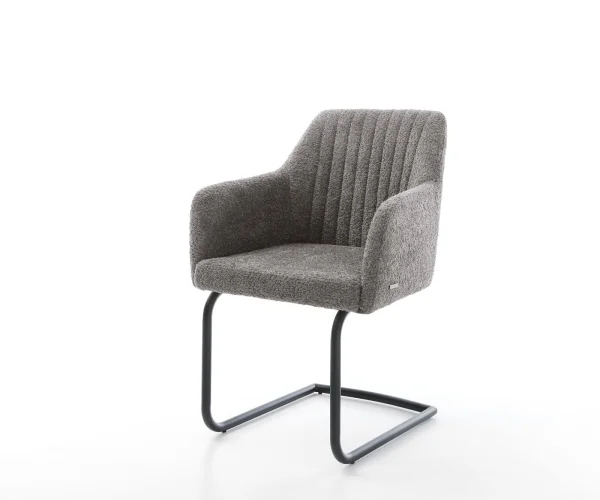 Cantilever Greg-Flex bouclé gris pied cantilever rond noir ressorts ensachés