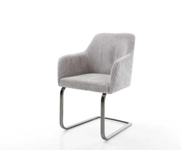 Cantilever Greg-Flex côtelé gris argenté pied cantilever plat grafiete ressorts ensachés
