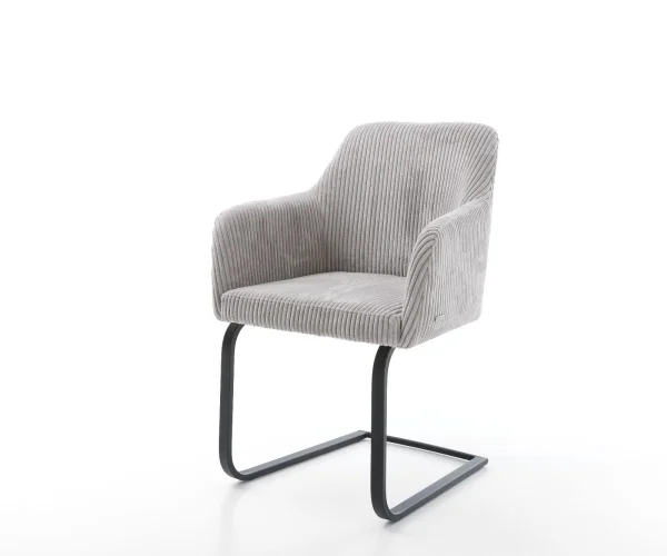 Cantilever Greg-Flex côtelé gris argenté pied cantilever plat noir ressorts ensachés