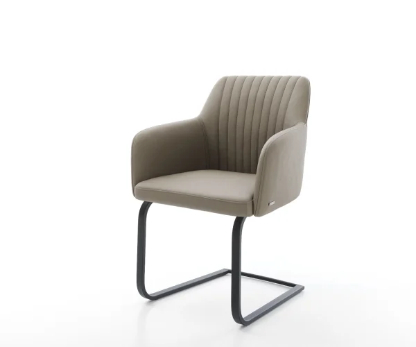 Cantilever Greg-Flex cuir de vache couleur boue pied cantilever plat noir ressorts ensachés