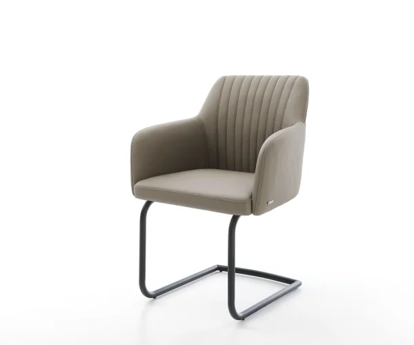 Cantilever Greg-Flex cuir de vache couleur boue pied cantilever rond noir ressorts ensachés