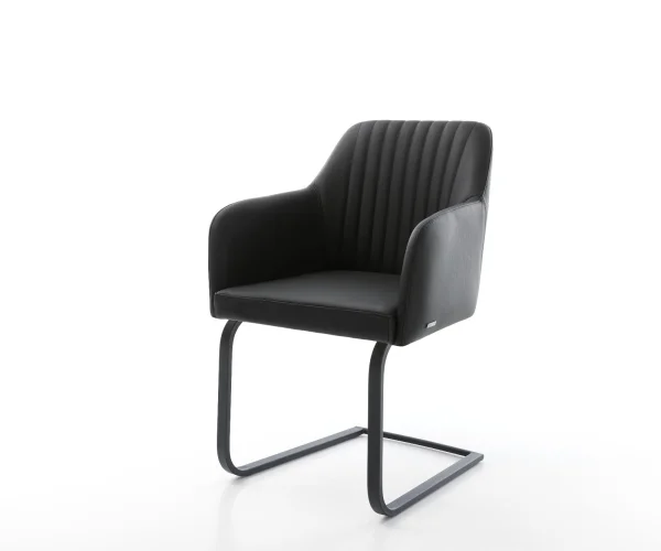 Cantilever Greg-Flex cuir de vache noir pied cantilever plat noir ressorts ensachés