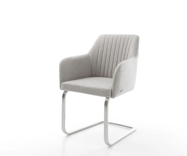 Cantilever Greg-Flex rayures gris clair pied cantilever plat acier inoxydable brossé ressorts ensachés