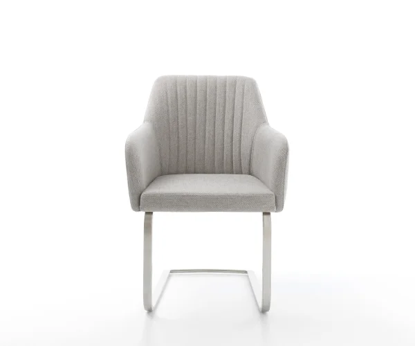 Cantilever Greg-Flex rayures gris clair pied cantilever plat acier inoxydable brossé