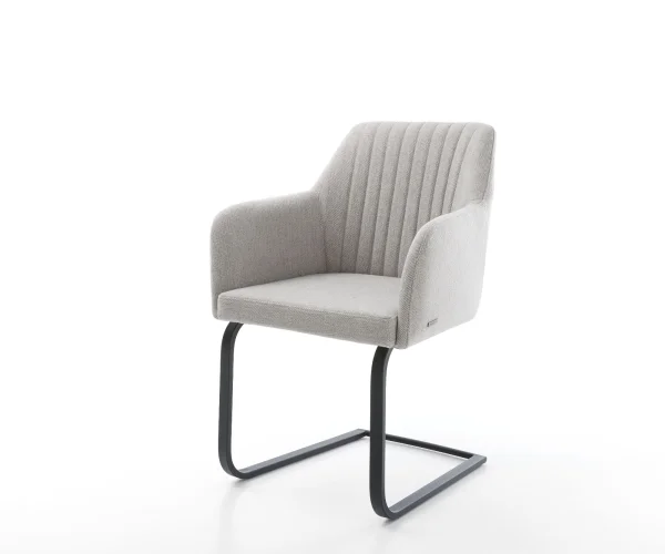 Cantilever Greg-Flex rayures gris clair pied cantilever plat noir ressorts ensachés