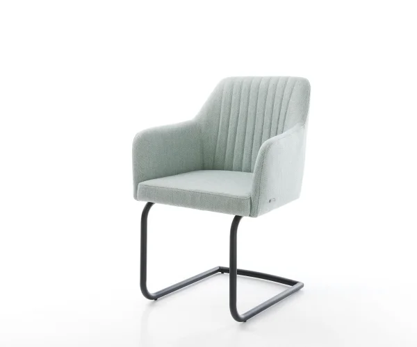Cantilever Greg-Flex rayures Vert menthe pied cantilever rond noir ressorts ensachés