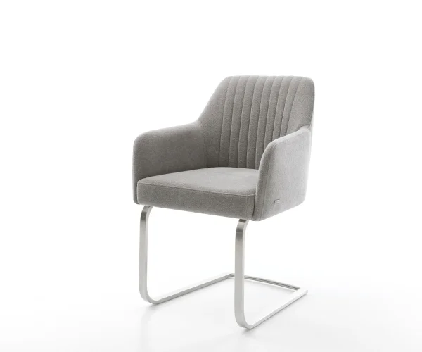 Cantilever Greg-Flex tissu structuré doux gris pied cantilever plat acier inoxydable resorts ensachés