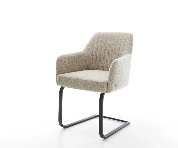 Cantilever Greg-Flex tissu tissé doux beige pied cantilever plat noir resorts ensachés