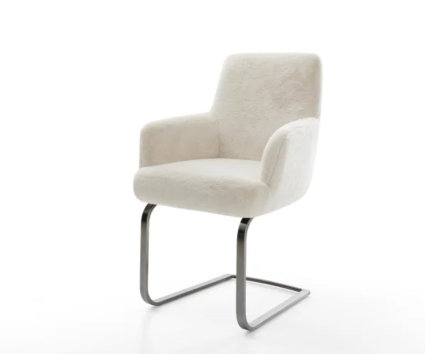 Cantilever Heira-Flex avec accoudoirs peluche crème-blanc pied cantilever plat grafiete resorts ensachés