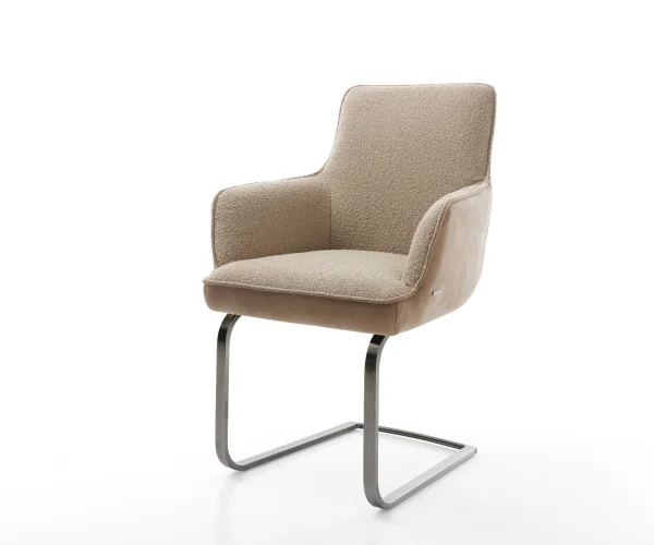 Cantilever Heira-Flex avec accoudoirs tissu mixte couleur boue pied cantilever plat grafiete ressorts ensachés