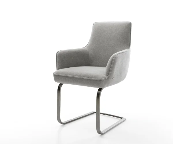 Cantilever Heira-Flex avec accoudoirs tissu structuré doux gris pied cantilever plat grafiete resorts ensachés