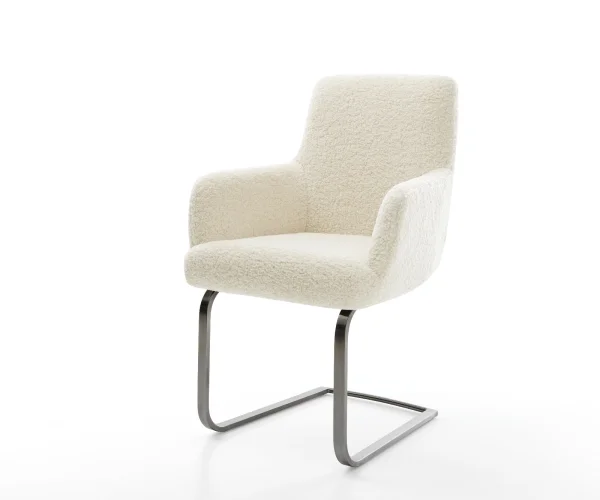 Cantilever Heira-Flex avec accoudoirs tissu teddy beige pied cantilever plat grafiete resorts ensachés