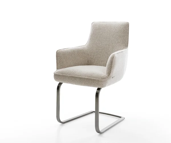 Cantilever Heira-Flex avec accoudoirs tissu tissé doux beige pied cantilever plat grafiete resorts ensachés