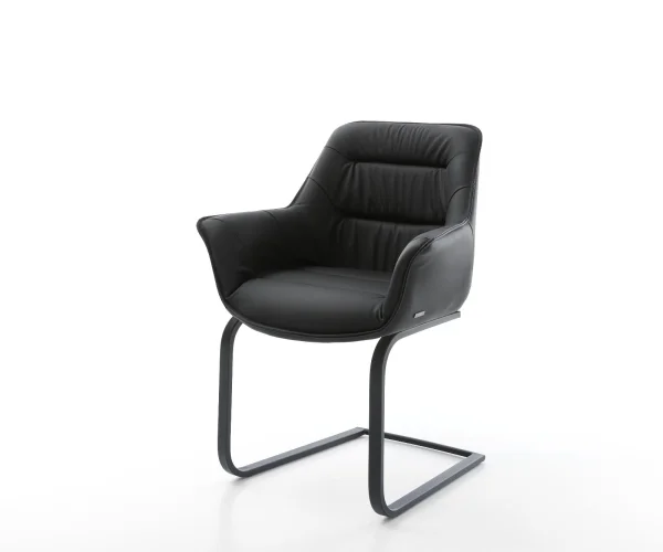 Cantilever Kaira-Flex cuir de vache noir pied cantilever plat noir