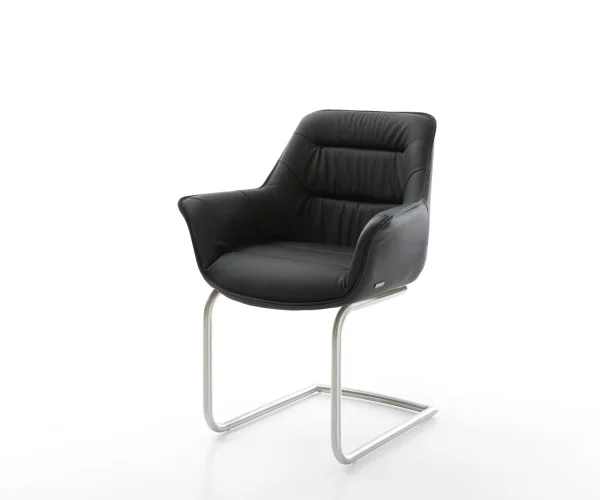 Cantilever Kaira-Flex cuir véritable noir cantilever rond acier inoxydable