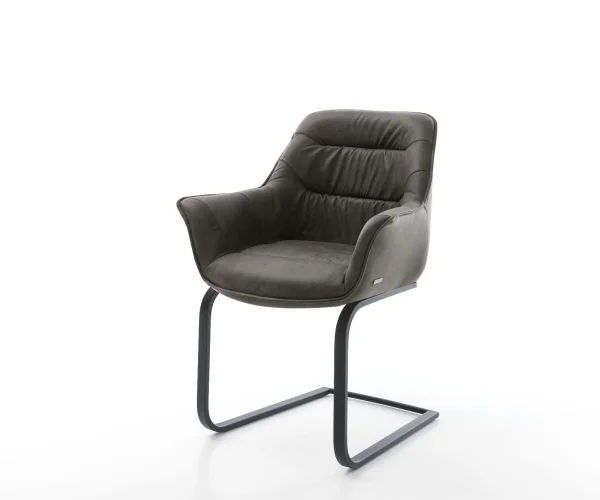 Cantilever Kaira-Flex microvelours anthracite vintage pied cantilever plat noir