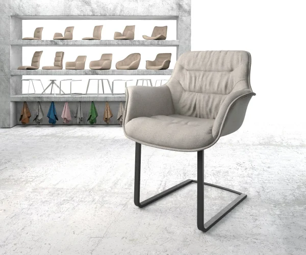 Cantilever Kaira-Flex rayures gris clair pied cantilever plat noir
