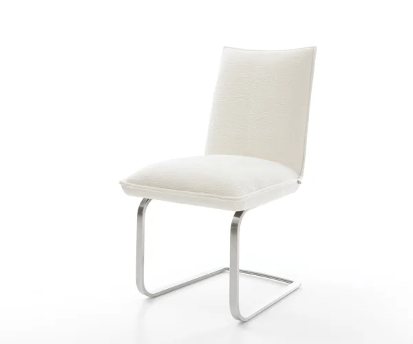 Cantilever Lelio-Flex bouclé doux beige pied cantilever plat acier inoxydable resorts ensachés