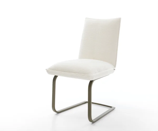 Cantilever Lelio-Flex bouclé doux beige pied cantilever plat aspect titane resorts ensachés