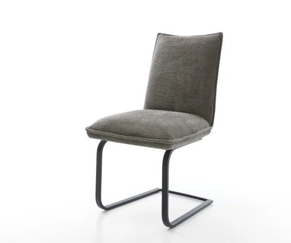 Cantilever Lelio-Flex bouclé doux couleur boue pied cantilever plat noir resorts ensachés