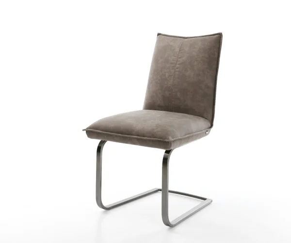 Cantilever Lelio-Flex microvelours taupe vintage pied cantilever plat grafiete ressorts ensachés