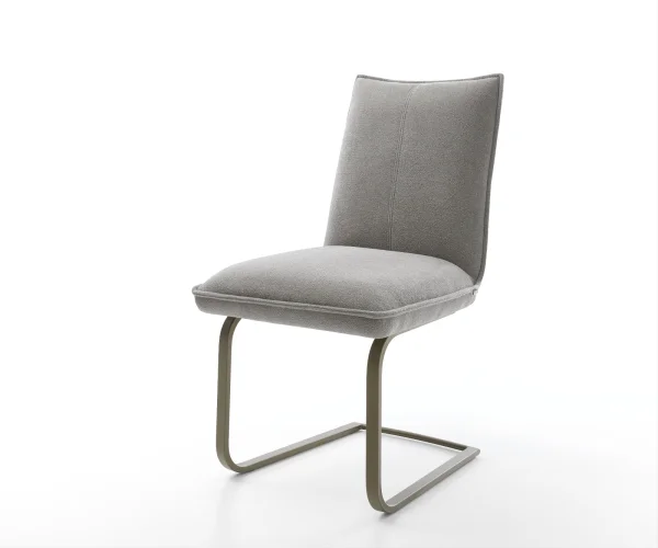 Cantilever Lelio-Flex tissu structuré doux gris pied cantilever plat aspect titane resorts ensachés