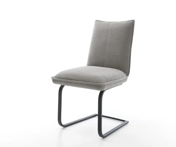 Cantilever Lelio-Flex tissu structuré doux gris pied cantilever plat noir resorts ensachés