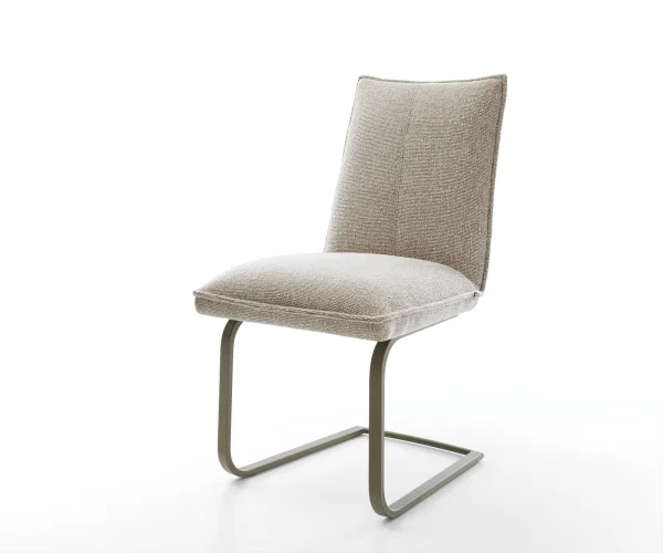 Cantilever Lelio-Flex tissu tissé doux beige pied cantilever plat aspect titane resorts ensachés