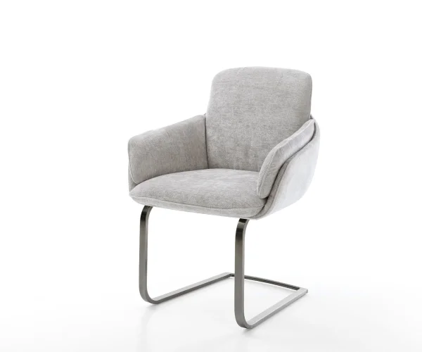 Cantilever Luan-Flex avec accoudoirs chenille gris argenté pied cantilever plat grafiete
