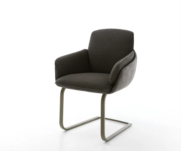 Cantilever Luan-Flex avec accoudoirs tissu mixte noir pied cantilever plat aspect titane