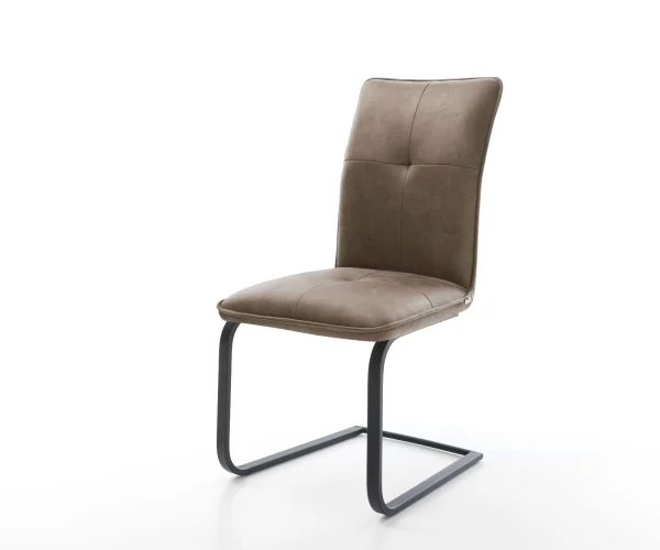 Cantilever Maddy-Flex microvelours taupe vintage pied cantilever plat noir