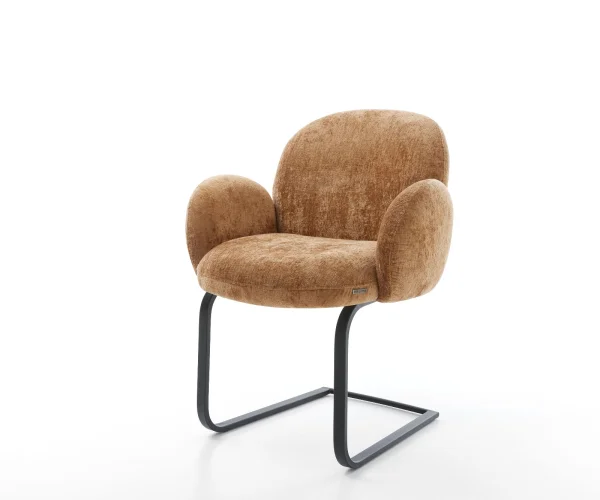 Cantilever Nube-Flex avec accoudoirs chenille rouille pied cantilever plat noir ressorts ensachés