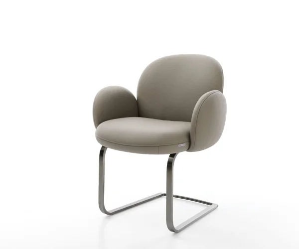 Cantilever Nube-Flex avec accoudoirs cuir de vache couleur boue pied cantilever plat grafiete ressorts ensachés