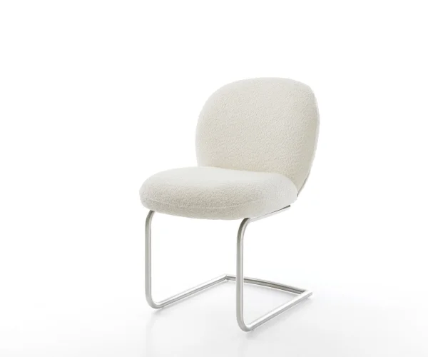 Cantilever Nube-Flex bouclé blanc pied cantilever rond acier inoxydable ressorts ensachés