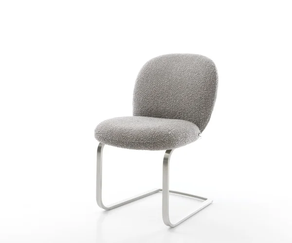 Cantilever Nube-Flex bouclé gris argenté pied cantilever plat acier inoxydable ressorts ensachés