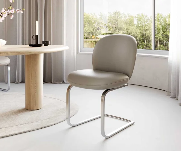 Cantilever Nube-Flex cuir de vache couleur boue pied cantilever plat acier inoxydable brossé ressorts ensachés